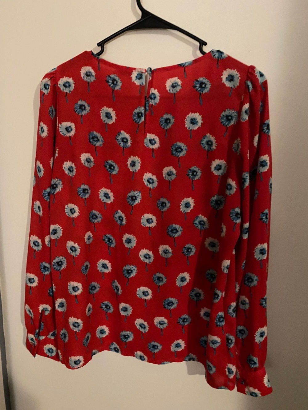 Red floral, poppy long sleeve blouse size small j. Crew
